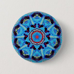 Blue Man Mandala Button