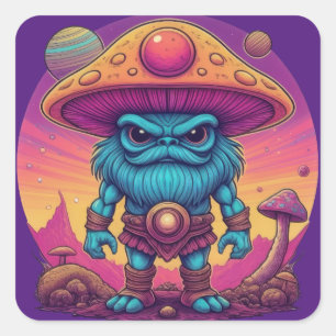 Blue Man Mushroom Square Sticker