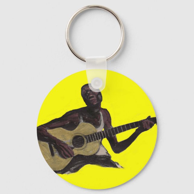 blue man singing the blues key ring (Front)