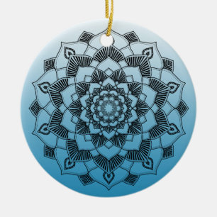 Blue Mandala Abstract Beautiful Christmas Ceramic Ornament