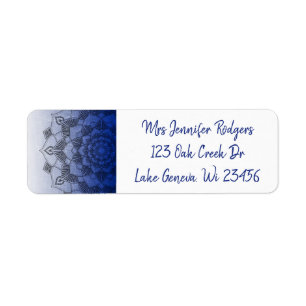 Blue Mandala Abstract Return Address Label