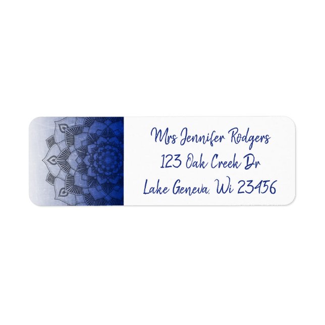 Blue Mandala Abstract Return Address Label (Front)