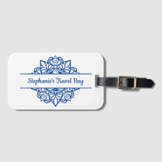 Blue Mandala Art Personalised Luggage Tag