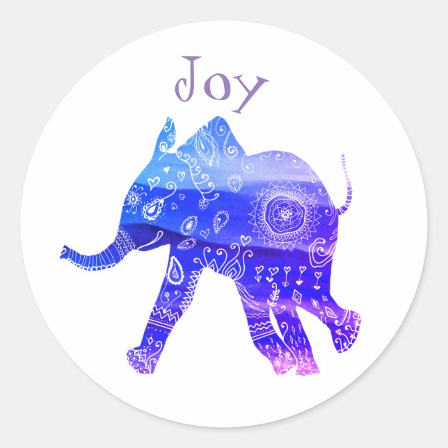 Blue Mandala Baby Elephant Joy  Sticker (Front)
