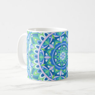 Blue Mandala Boho Geometric Calming Spiritual Coffee Mug