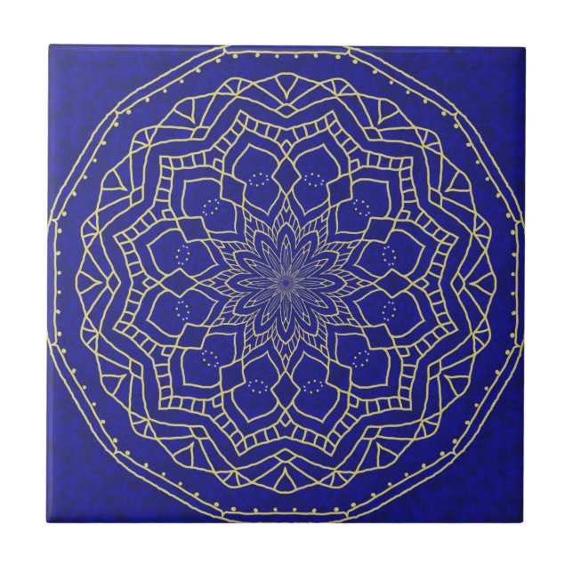 Blue Mandala Ceramic Tile (Front)