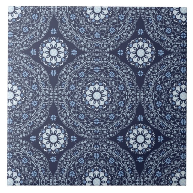 Blue Mandala Ceramic Tile (Front)