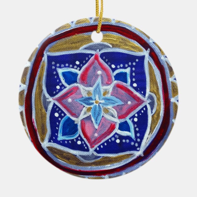 Blue Mandala Circle Ornament (Front)