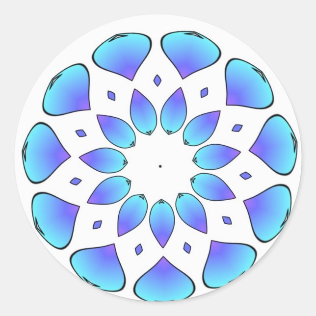 blue mandala classic round sticker (Front)