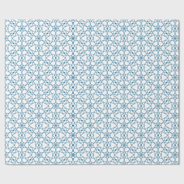Blue mandala geometry wrapping paper (Flat)