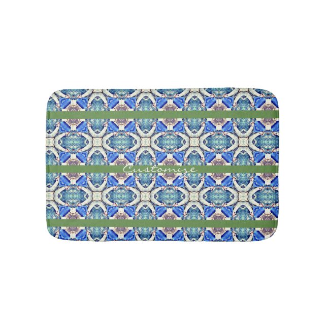 blue mandala hearts horizontal lines Thunder_Cove Bath Mat (Front)