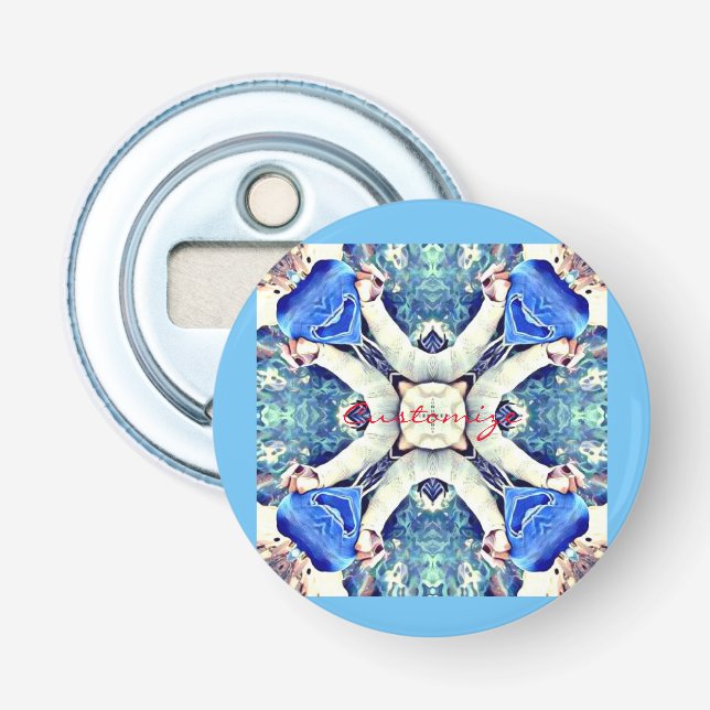 Blue mandala hearts pattern Thunder_Cove Bottle Opener (Front)