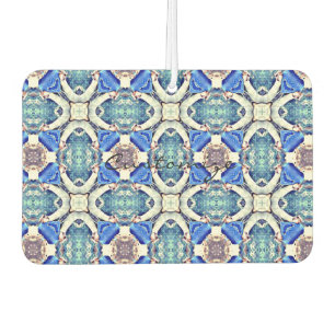 Blue mandala hearts pattern Thunder_Cove Car Air Freshener