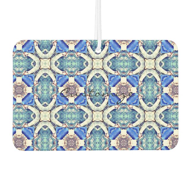 Blue mandala hearts pattern Thunder_Cove Car Air Freshener (Front)