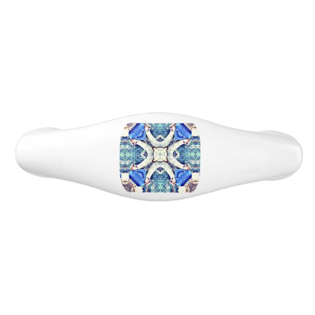 Blue mandala hearts pattern Thunder_Cove Ceramic Drawer Pull (Front)