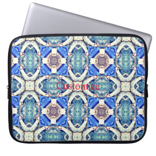 Blue mandala hearts pattern Thunder_Cove Laptop Sleeve
