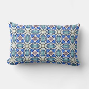 Blue mandala hearts pattern Thunder_Cove Lumbar Cushion