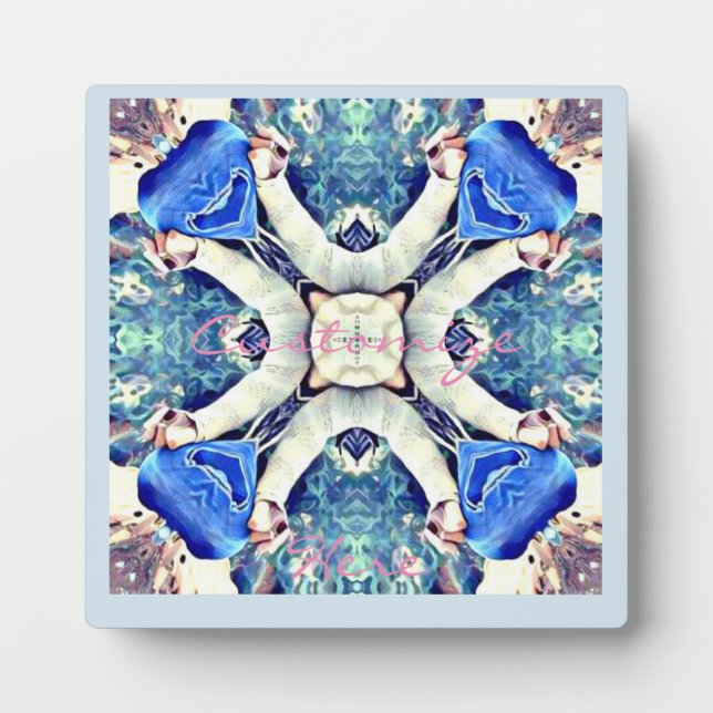 Blue mandala hearts pattern Thunder_Cove Plaque (Front)