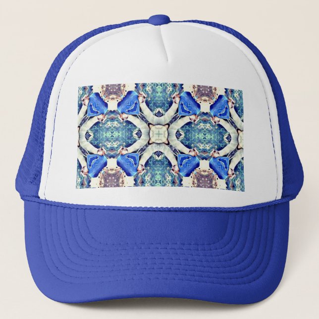 Blue mandala hearts pattern Thunder_Cove Trucker Hat (Front)