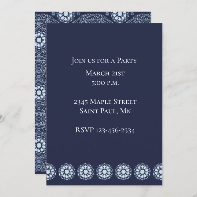 Blue Mandala Invitation (Front/Back)
