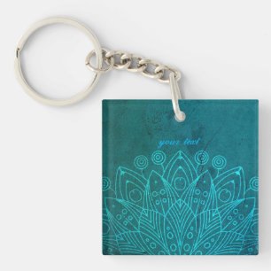 Blue mandala key ring