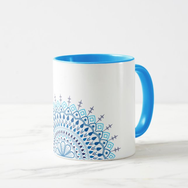 Blue mandala mug (Front Right)