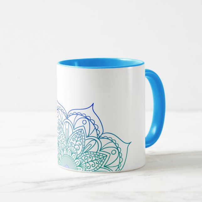 Blue mandala mug (Front Right)