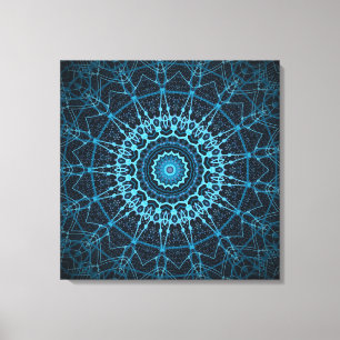 Blue Mandala Net Retro Hippie Trippy Boho Chic Canvas Print