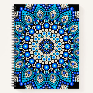 Blue Mandala Pattern Apron Boho Floral Decorative Notebook