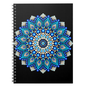 Blue Mandala Pattern Apron Boho Floral Decorative Notebook