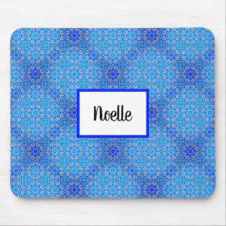 Blue Mandala Pattern Boho Name Mousepad