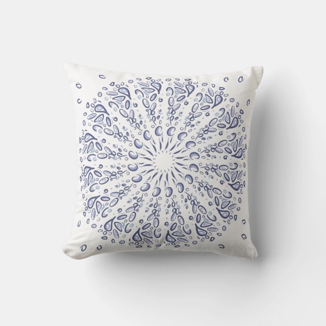 Blue mandala pattern cushion (Front)