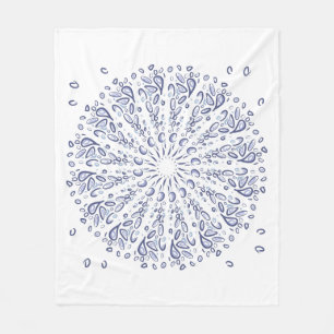 Blue mandala pattern fleece blanket