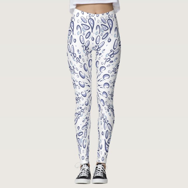 Blue mandala pattern leggings (Front)