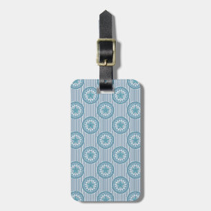 Blue mandala pattern on striped background luggage tag