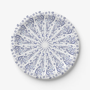 Blue mandala pattern paper plate