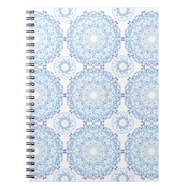Blue Mandala Pattern Spiral Notebook (Front)