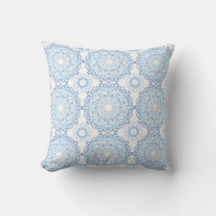 Blue Mandala Pattern Throw Pillow