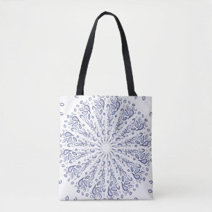Blue mandala pattern tote bag
