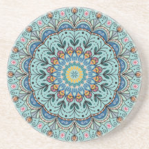 Blue Mandala sandstone coaster