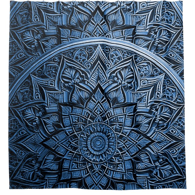 Blue Mandala Shower Curtain (Front)