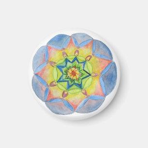 Blue mandala Small, 1¼ Inch Round Magnet