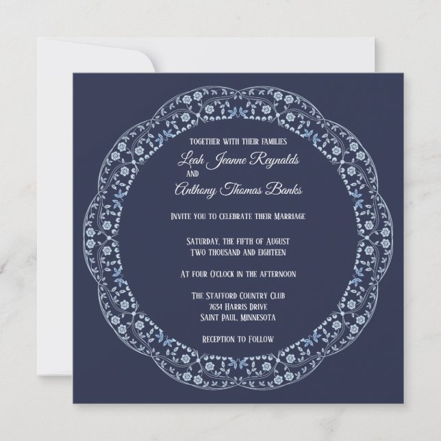 Blue Mandala Square Invitation (Front)