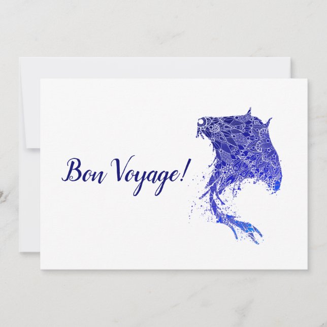 Blue Mandala Stingray Bon Voyage Card (Front)