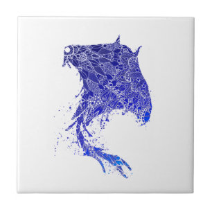 Blue Mandala Stingray Ceramic Tile