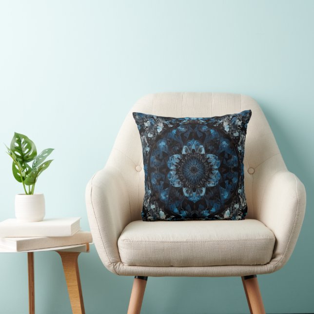Blue Mandala symmetrical kaleidoscopic pattern  Cushion (Chair)