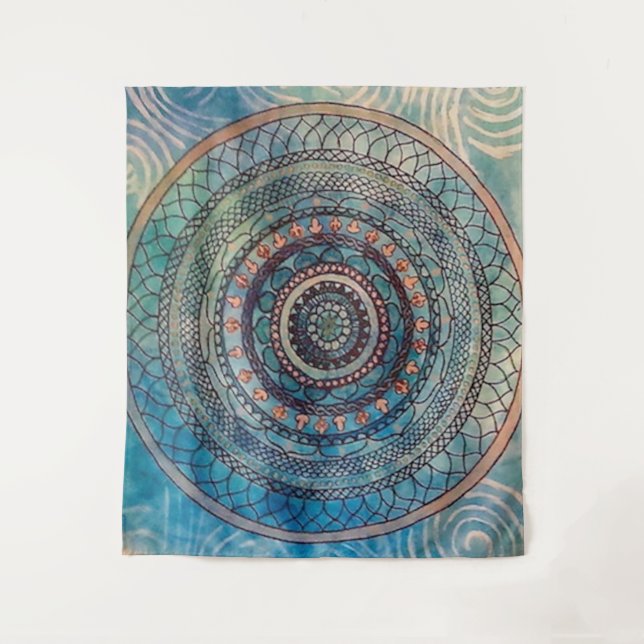 Blue Mandala Tapestry (Front)