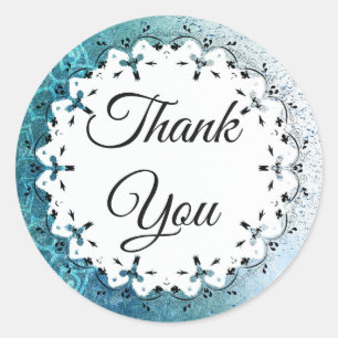 Blue Mandala Thank You Stickers