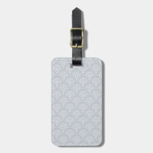 Blue mandala waves pattern on white background luggage tag