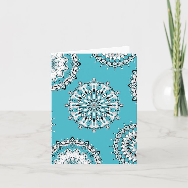 Blue Mandalas 2 Folded Greeting Card (Front)